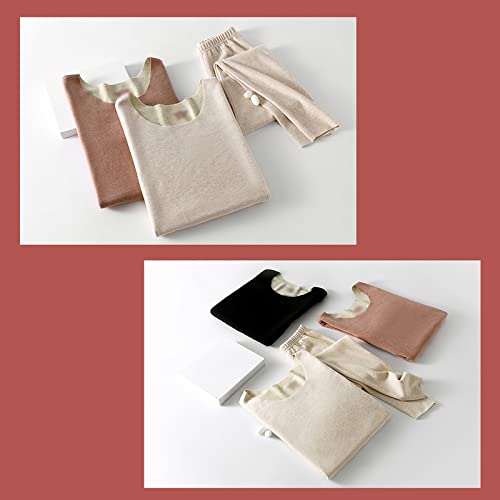 Thermal Underwear Set, Women's Thermal Clothing, Fleece And Thick Autumn Clothes And Long Pants, Winter Silk Wool Bottoming Shirt (Skin Colour Large) #TOP7