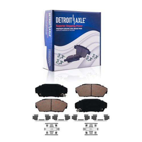 Image of Detroit Axle - Brake Pads for Acura 1990-1993 Integra 1992-1993 Honda Civic 1988-1991 Prelude, Front and Rear Ceramic Brakes Pads with Hardware Replacement