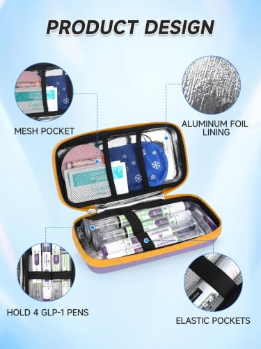 Image of YOUSHARES Cooler Travel Case for Zepbound & Mounjaro Pens, Holds 4 Pens | Real-Time Temperature Display, TSA Approved, 2 x 100g Ice Packs, Fits GLP-1 Pens, Waterproof EVA Hard Shell, Travel Ready