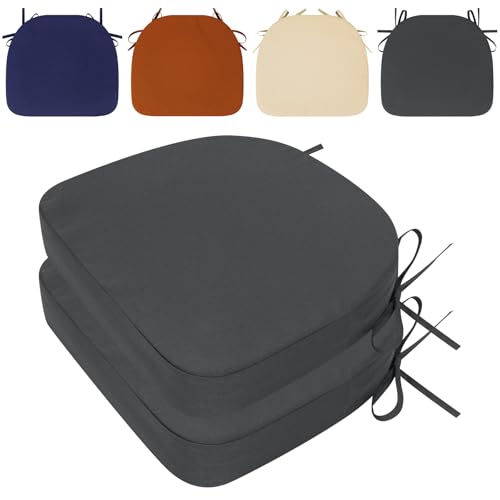RUIXUAN 2pcs Stuhlkissen mit Bändern 50x50x8 Set für den Außenbereich wasserdichte Schaumstoff Sitzkissen Garten Sitzpolster Stuhl Terrassenstuhlkissen m Esszimmerstuhl Stuhlauflage (grau-2pcs)