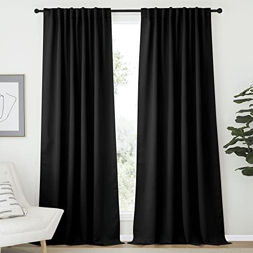 NICETOWN Halloween Black Out Curtain Panels for Bedroom - (Black Color) W70 x L108, 1 Pair, Thermal Insulated Blackout Draperies Window Treatment