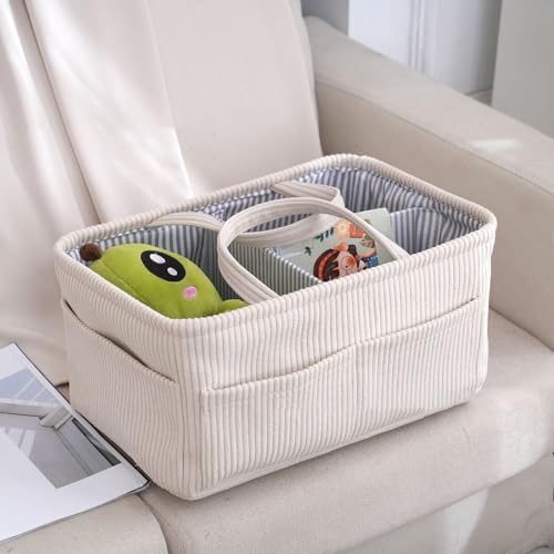 Organisateur à couches en velours côtelé de qualité supérieure pour lit bébé - 3