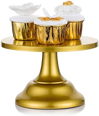 NUPTIO Gold Cake Stand Wedding Dessert Cupcake 20cm Round Cake Stands for Afternoon Tea Birthday Party Wedding Anniversary Baby Shower, Christmas Cake Holder, Cupcake Holder Stand, Cake Trays Display