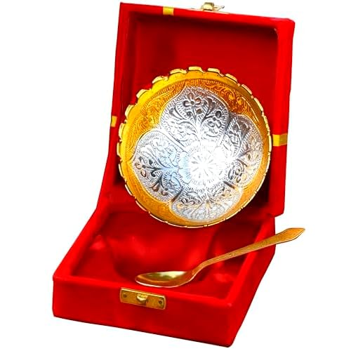 CRAZE CRAFTS Silver & Gold Plated Bowl Set for Gift|Premium Gold & Silver Bowl, Gold Bowl Silver Gold Bowl Set|Premium Wedding Return Gift|Silver & Gold Bowl Set
