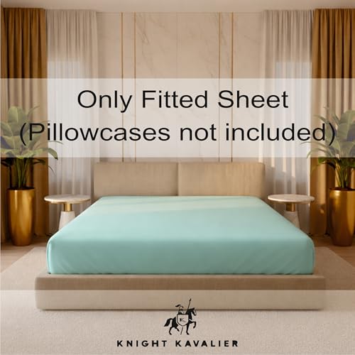 Image of Single Size Fitted Sheet- Egyptian Cotton 500 Thread Count Hotel Luxury 1 Piece Single Fitted Bedsheet- Fit Mattress Up to 12 inch- Extra Soft, Wrinkle Free, Breathable Sheet- Aqua Blue
