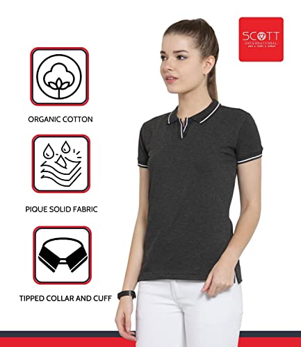 Image of Scott International Women's Regular Fit 100% Pure Organic Cotton Polo T-Shirt | Womens Polo Collar Neck T-Shirt | Cotton Plain Polo Neck Half Sleeve T-Shirt | Tshirts for Women