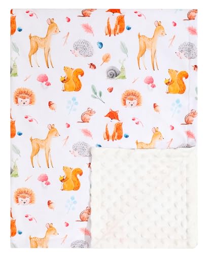 Image of Kleitung Baby Blanket for Boys Girls Unisex Soft Plush Nursery Minky Blankets with forest animals Bed Throws for Baby Crib Stroller Swaddle Receiving Blanket for Newborns Toddler (Forest, 30 * 40)