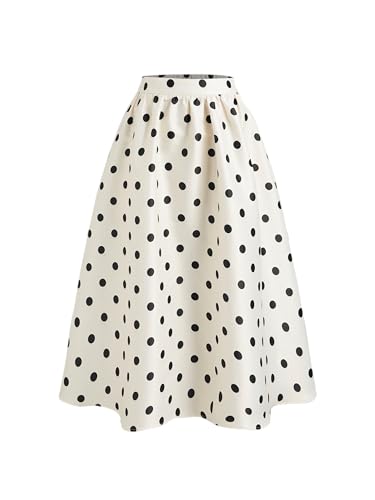 CIDER Womens Maxi Skirts Polka Dot A Line Elastic Waisted Elegant Vintage Outfits