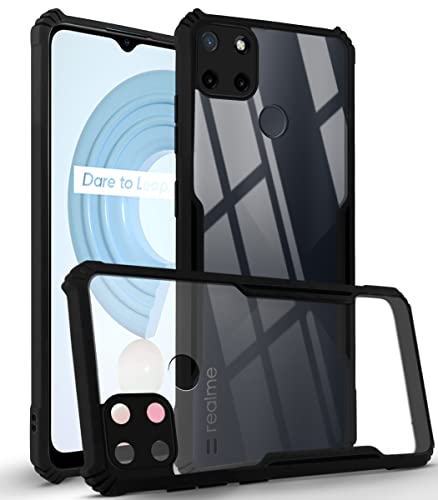 Image of Jkobi Back Cover Case for Realme C25Y | C21Y (Crystal Glass Back | Camera Protection | Shockproof Bumpers | Professional Black)