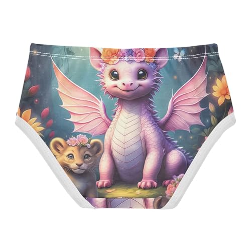 Cute Dragon Pink Unicorn Toddler Underwear Floral 2t Cotton Panties Little Girl Durable Undies Kids Briefs2