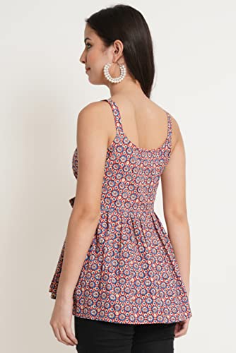 Image of COTLAND Fashions Jaipuri Cotton Printed Strappy Top for Women