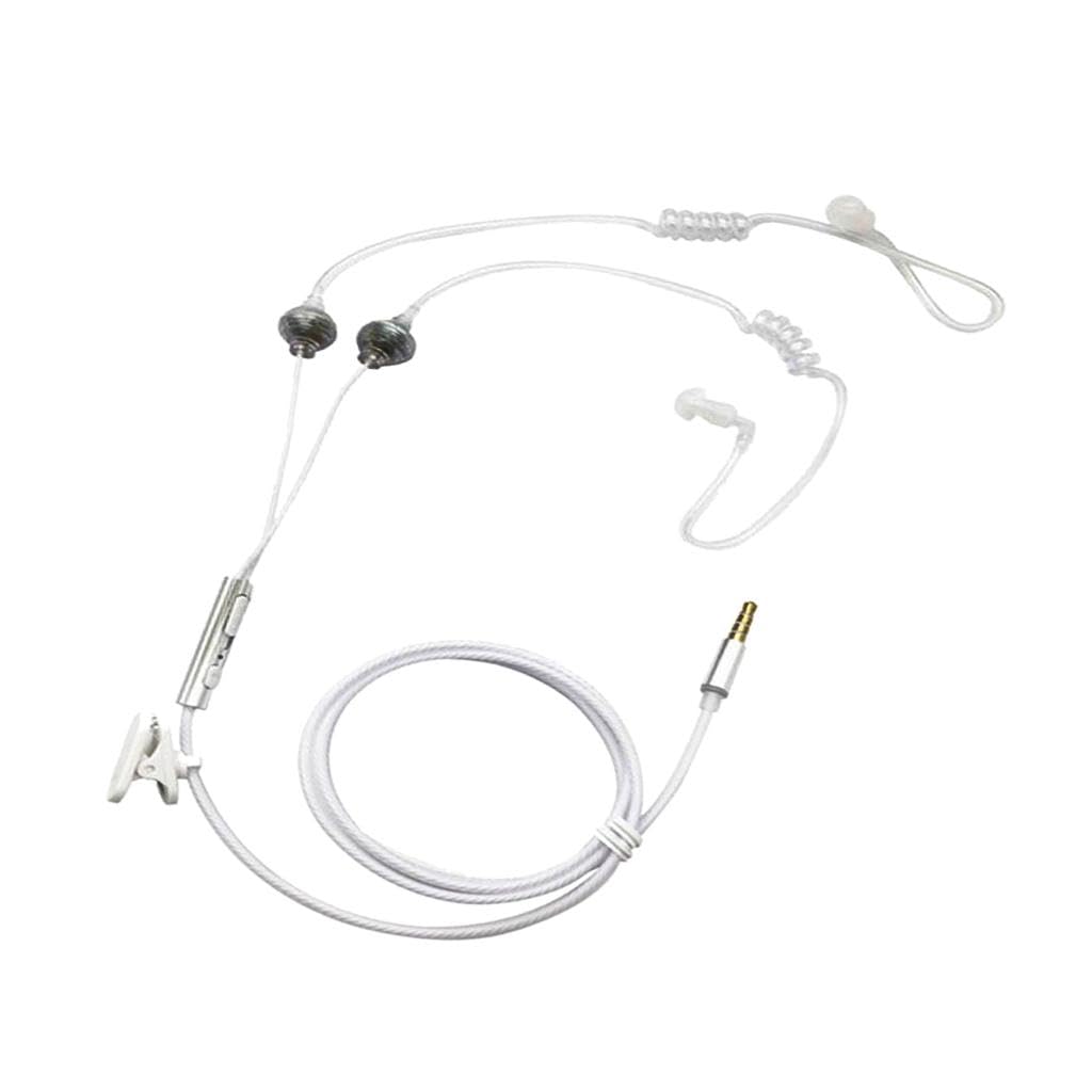 CLOVRIX® 3.5mm Air Tube Stereo Wired Double in-Ear Vacuum Spiral Conduit Anti- Earphone w/Mic & Volume Control On/Off Switch for MP3 Tablet PC White-Headsets-image-27