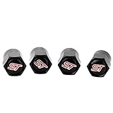 XDG 4pcs ST Logo Car Tire Valve Stem Caps Metal Chrome Dustproof Covers for ST Motors Fiesta Focus Fusion Mustang Taurus Ecosport Escape Edge Flex Explorer Expedition Ranger Transit F150 (Black)