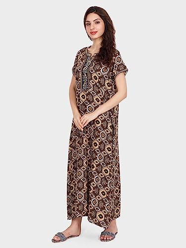 Image of Evolove Women's Viscose Liva Long Maxi Night Gown Nighty Dress with Pocket, Super Soft Comfortable (LNG-Rayon)