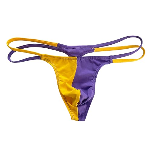 Men's Y Back String Thong Soft Cotton G-string Color-blocked Sexy4