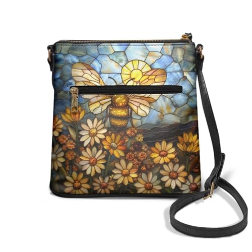 Image of Leather Women Crossbody Hobo Bag Satchel Purse Handbag with Adjustable Shoulder Strap and Zipper Pockets