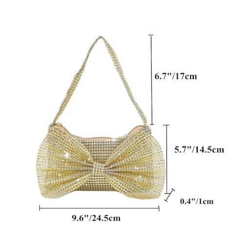 Image of DJBM Women Bow Evening Clutch Sparkling Deluxe Rhinestones Purse for Daily Feast