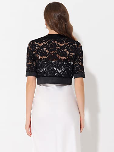 Image of Allegra K Lace Shrug for Women's Cropped Sheer Floral Lace Shrug for Evening Dresses