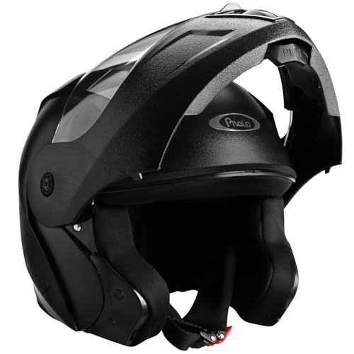 Image of Pivalo 580MM PROX Flip Up Full Face Helmet with Outer Clear Visor Matt Finish Full Face Scratch Resistant for Bike Riding Men(Pack of 1, Black)