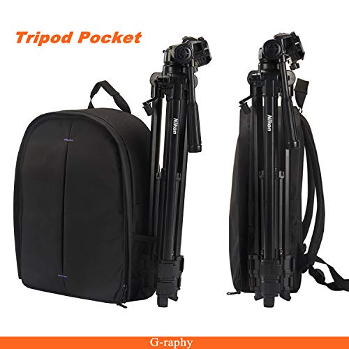 Camera Bag Camera Backpack Waterproof 16\" X 13\" X 5\" with Rain Cover for DSLR Cameras, Lens, Tripod and Accessories (Orange, Large) - Thumbnail 2