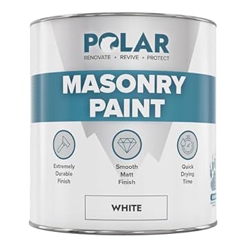 Polar White Masonry Paint - 500ml | Matt Finish | Multi-Purpose Interior & Exterior Emulsion Paint for Kitchen, Living Room, Garden, Walls, Ceilings, Brick, Concrete | Durable Performance