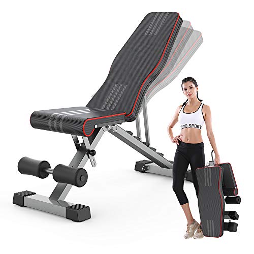 YOLEO Adjustable Commercial Weight Bench Foldable 330lbs Capacity Multiuse Full Body Workout Bench Weight Lifting Sit Up Ab Bench Flat Incline Decline Bench Press for Home Exercise Gym