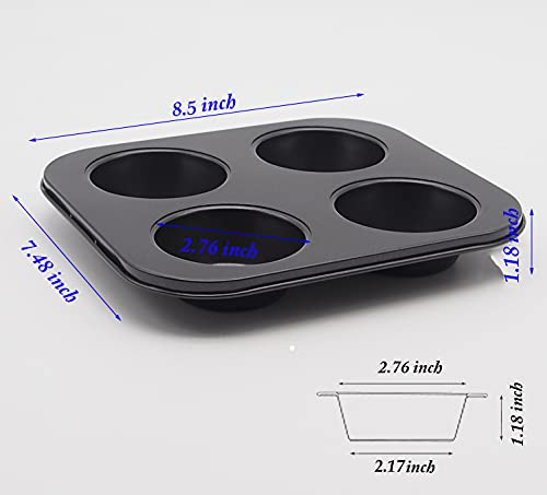 Hytk 4 Cup Muffin Pan 2 Pcs (8.5 X 7.48 Inch) Air Fryer Small Oven Cupcake Baking Pan Non Stick No Toxic Bakeware #TOP1