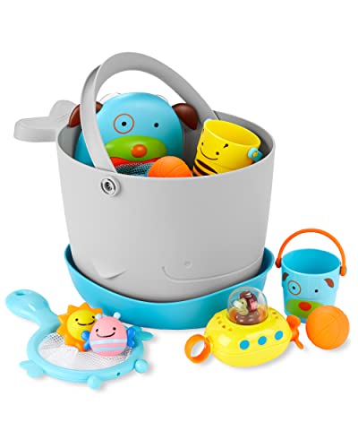 Image of Skip Hop Baby Bath Toy Filled Bucket, Bath Toy & Bucket Gift Set, Grey