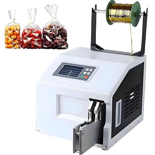 Automatic Twist Tie Machine for Food & Crafts, Includes 5 Rolls Metallic Wire Ties, Adjustable 5-30mm Diameter, Ideal for Bag Closure & Bundling Bread, Toys, and More