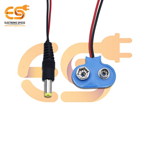 Image of Electronic Spices 9v Battery Clip Connector With 5.5mm Pin Jack Pack of 5pcs