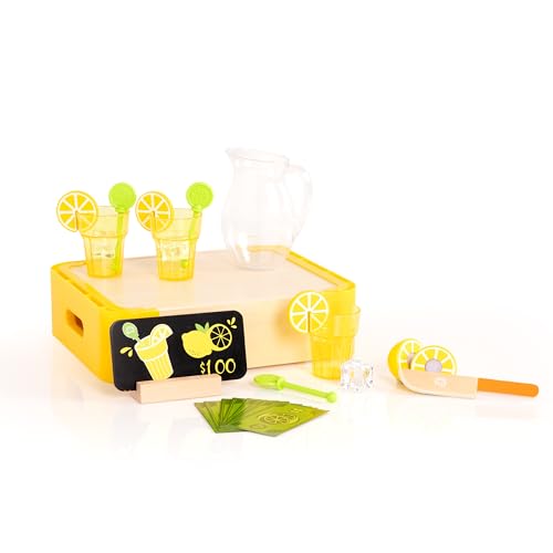 Fat Brain Toys Pretendables Lemonade Time Set, Pretend Play Food Lemonade Stand for Kids with Storage, Great Imaginative Play, Toy Food Set for Ages 3+