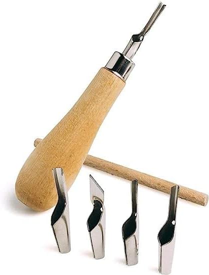 SCHMIDT 5 in 1 Linoleum Cutter Tools. 5 Blade Set for Lino Cutting, Linograph Printmaking Stamp. Great Cutters for Rubber Stamps, DIY Carving, Blocks, Sculpting and More.