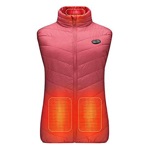 Magnifier Gilet de Massage chauffé, Vêtements Chauffants pour Hommes Femme Lightwewewewewewewewewewed Veste chauffante avec 8 Zones de Chauffage, pour la randonnée en Plein air Camping,Women's Red,L Cover