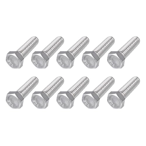 Image of METALLIXITY Hex Head Bolts (3 /8-16 x 1-1 /4 inch) 10Pcs, 304 Stainless Steel 18-8, Fully Threaded, External Hex Drive, Plain Finish, Hex Head Screw Bolt, Silver