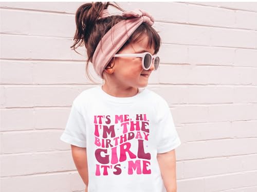 Image of LOTUCY Birthday Girl Outfit for Kids Its Me Hi Im The Birthday Girl Shirt Letter Printed Princess Birthday T-Shirt