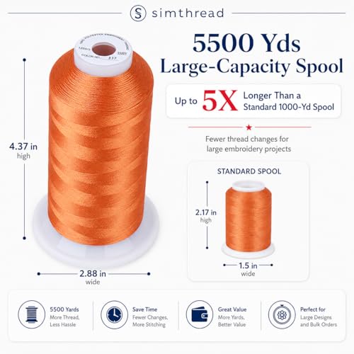 Image of Simthread Embroidery Thread 5500 Yards Reddish Brown 337, 40wt 100% Polyester for Brother, Babylock, Janome, Singer, Pfaff, Husqvarna, Bernina Machine | 5000M 40WT polyester thread feeds smoothly for machine embroidery, monograms, logos, patches and quilting.