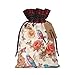 Produktbild Romantische ausgefallene Blumen Vögel Schmetterling Druck Weihnachten Geschenktüte Sackleinen Wiederverwendbare Kordelzugbeutel Xmas Favor Sack Geschenkverpackung Taschen Für Urlaub Hochzeit