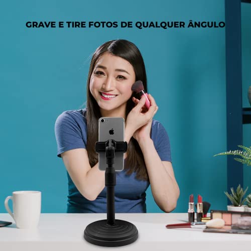 Suporte Celular Smartphone Tripe Mesa Portátil Selfie Rotação 360 Graus Home Office Escritório Altur