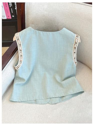 MakeMeChic Women's Dressy Tops Vest Button Down Shirt Sleeveless Summer Jacket Waistcoat2