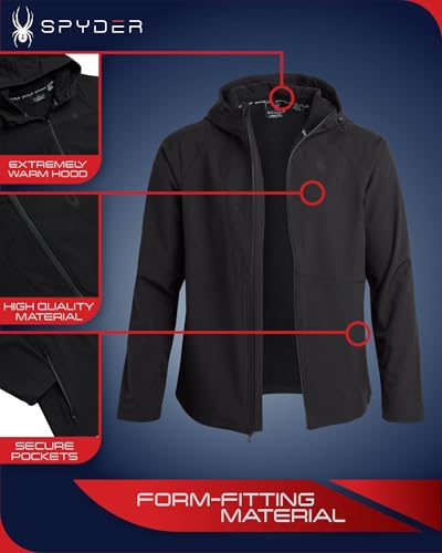 Spyder Mens Active Softshell Jacket - Polar Fleece-Lined Water Resistant Insulated Performance Hooded Jacket (Sizes: S-XL)2