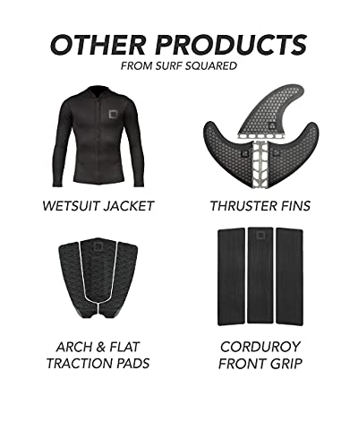 Surf Squared Arch 3-Piece Tail Traction Pad W/Tail Kick - Diamond Maximum Grip, Super Strong 3M Adhesive - Fits All Surfboards: Shortboard, Fish, Skimboard - Stomp Pad #TOP6