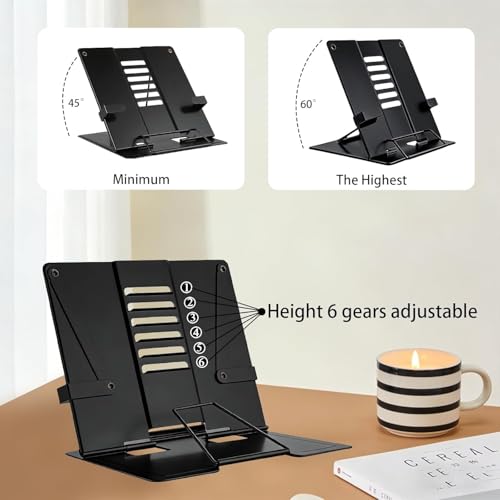 Image of DOCAT Book Stand for Reading, Writing, Painting and Used As Laptop Stand for Desk, Adjustable Book Holder, Compatible with Cookbooks, Textbooks, Tablets and Laptops (Black)