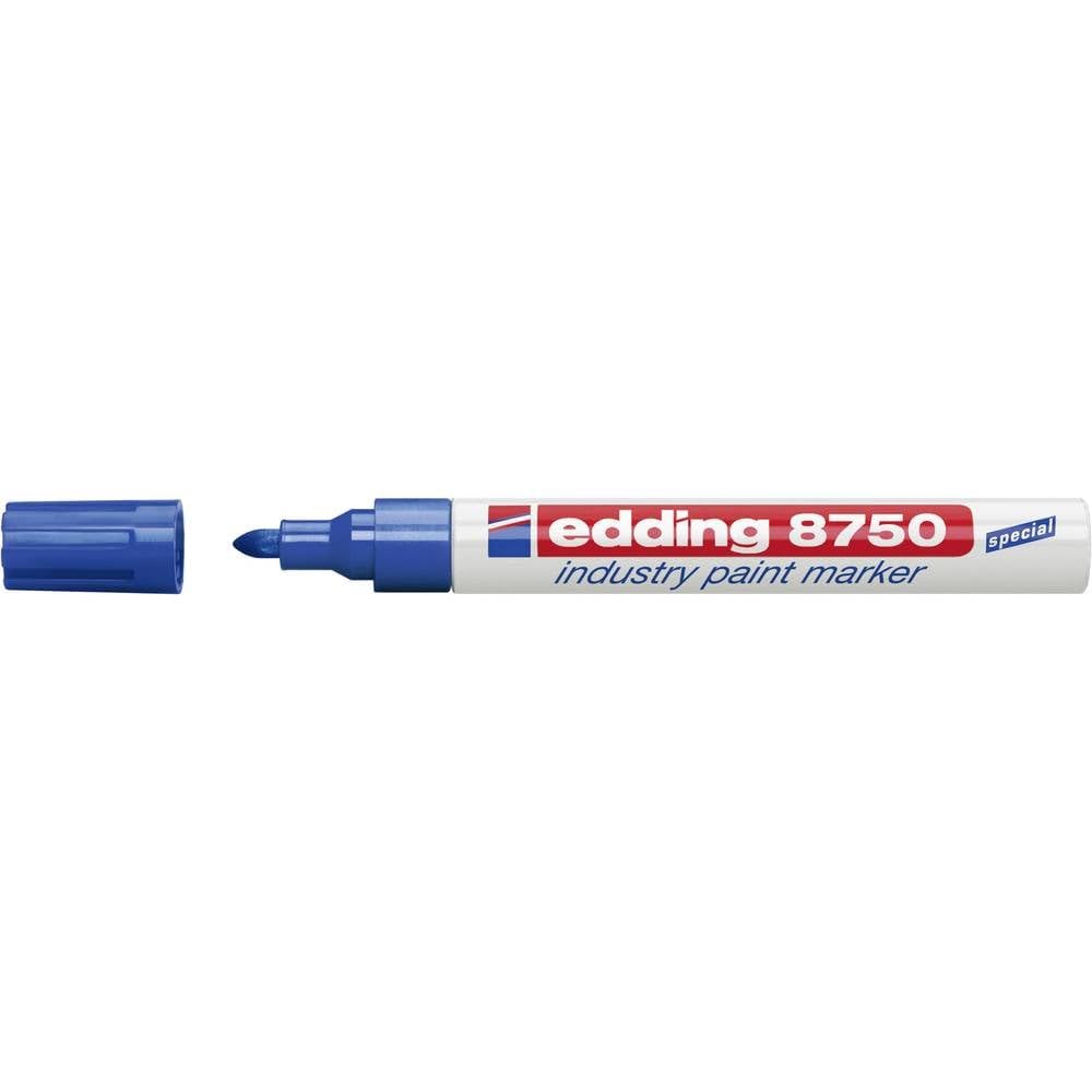 edding 8750 industry paint marker - blue - 1 pen - bullet tip 2-4 mm - paint marker for writing on dusty, slightly oily surfaces, tyres, metal, glass and wood - permanent, waterproof