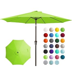 JEAREY 9FT Outdoor Patio Umbrella with Push Button Tilt and Crank, Outdoor Table Umbrella 8 Sturdy Ribs UV Protection Waterproof for Garden, Deck, Backyard, Pool (Apple Green)