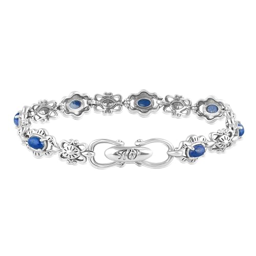 American West Jewelry Sterling Silver Lapis Concha Link Bracelet, Small