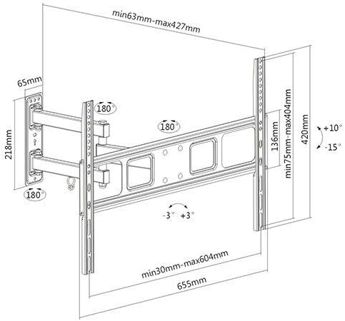ARTICULATING Swivel LCD LED Full Motion TV Wall Mount 37 42 46 47 50 55 60 65 70