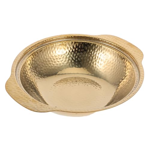 PartyKindom Maceta de barro sartenes de acero inoxidable olla coreana wok de doble mango olla de fideos estofado cacerola vegetal para la cocina sartenes metalicas para cocinar bote Dorado