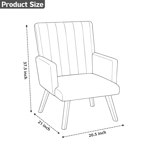 Image of Rosebell Modern Accent Chair for Living Room | Single Seater Chair with Armrests & Metal Legs | Comfortable Lounge Chair for Bedroom, Reading & Office | Black