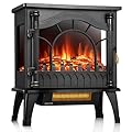 20" Electric Fireplace Heater with Thermostat,3D Hyper-Realistic Flame,3 Heating Modes,Overheat Protection, Energy-Efficient & Silent Design for Bedroom/Living Room