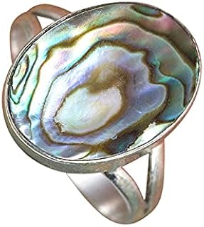 Abalone Shell Ring, 925 Sterling Silver, Oval Gemstone Jewelry, Blue Gemstone, Handmade Ring, Silver Gemstone Ring, Promise Ring, Artisan Ring, Gift Ring